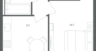 1-к. квартира, 38&nbsp;м²
