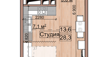 Студия, 28&nbsp;м²