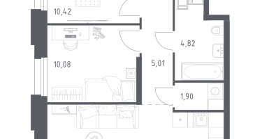 2-к. квартира, 56&nbsp;м²