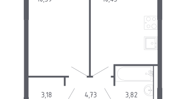 1-к. квартира, 33&nbsp;м²