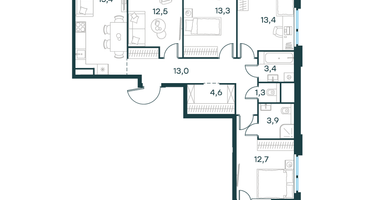 4-к. квартира, 95&nbsp;м²