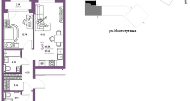 Студия, 60&nbsp;м²