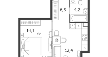 1-к. квартира, 37&nbsp;м²