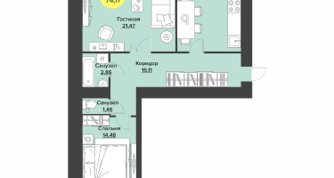 2-к. квартира, 73&nbsp;м²
