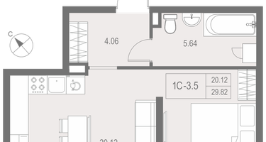 Студия, 30&nbsp;м²