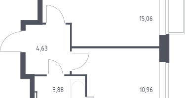 1-к. квартира, 34&nbsp;м²
