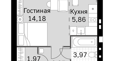 1-к. квартира, 29&nbsp;м²