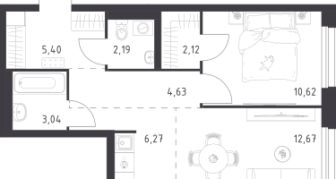 Студия, 46&nbsp;м²