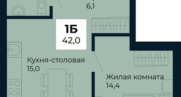 1-к. квартира, 42 м²