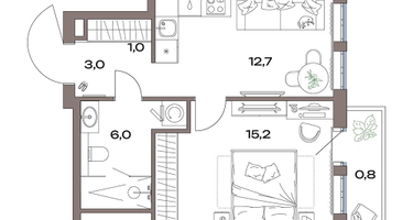 1-к. квартира, 38&nbsp;м²