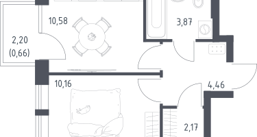1-к. квартира, 31&nbsp;м²