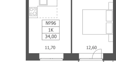 1-к. квартира, 34&nbsp;м²