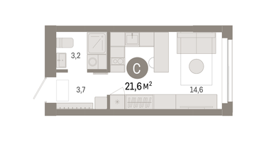 Студия, 21&nbsp;м²