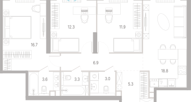 3-к. квартира, 82&nbsp;м²