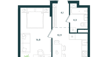 1-к. квартира, 36&nbsp;м²