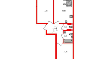 2-к. квартира, 60&nbsp;м²