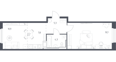Студия, 47&nbsp;м²