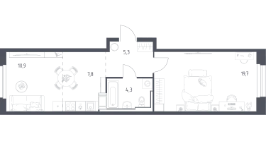 Студия, 47&nbsp;м²