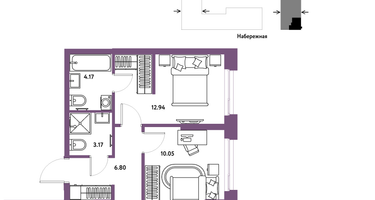 3-к. квартира, 64 м²