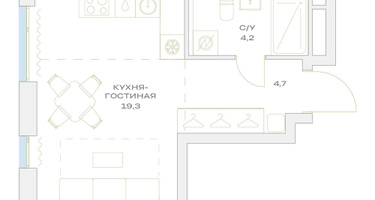 Студия, 28 м²