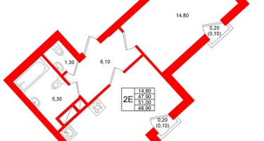 1-к. квартира, 48&nbsp;м²