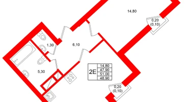1-к. квартира, 48 м²