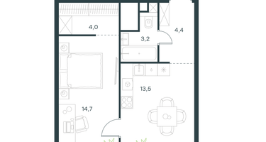 1-к. квартира, 39&nbsp;м²