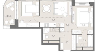 3-к. квартира, 65&nbsp;м²