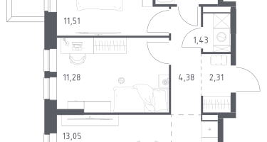 Студия, 52&nbsp;м²