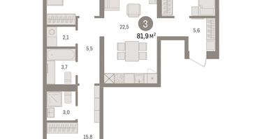 3-к. квартира, 81&nbsp;м²