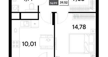 1-к. квартира, 39&nbsp;м²