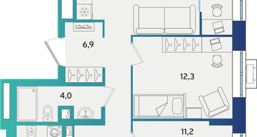 2-к. квартира, 68&nbsp;м²