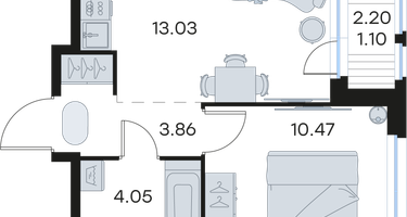 1-к. квартира, 32 м²