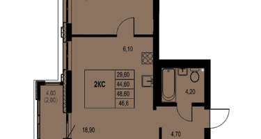 2-к. квартира, 46 м²