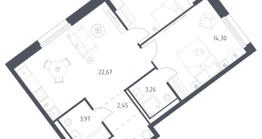 2-к. квартира, 64&nbsp;м²