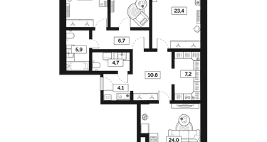3-к. квартира, 117&nbsp;м²