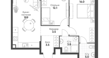 2-к. квартира, 63 м²
