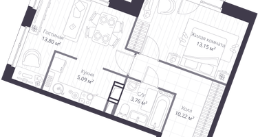 Студия, 46&nbsp;м²