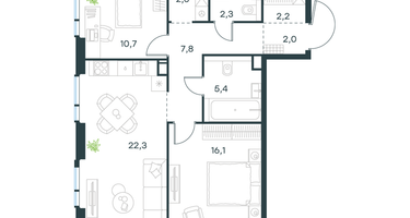 2-к. квартира, 71&nbsp;м²