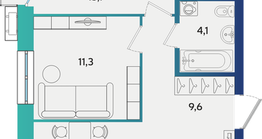 2-к. квартира, 58&nbsp;м²