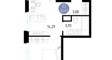 1-к. квартира, 31&nbsp;м²