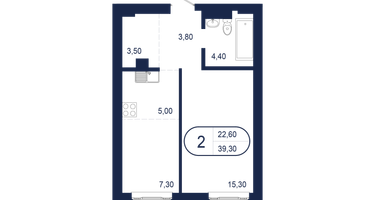 2-к. квартира, 39&nbsp;м²