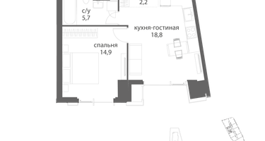 1-к. квартира, 41&nbsp;м²