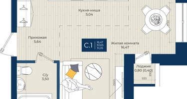 Студия, 31&nbsp;м²