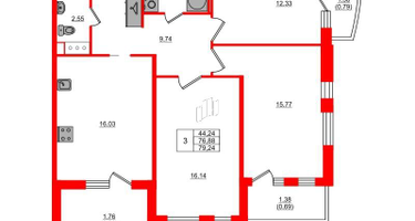 3-к. квартира, 79&nbsp;м²