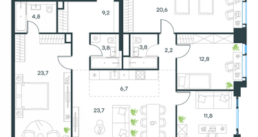 5-к. квартира, 124&nbsp;м²