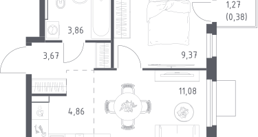 Студия, 33&nbsp;м²