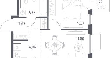 Студия, 33&nbsp;м²