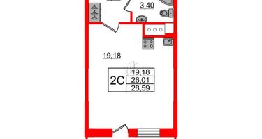 Студия, 25 м²