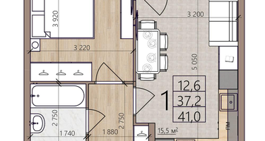 1-к. квартира, 41&nbsp;м²